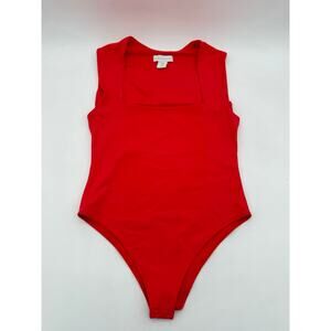 House of Harlow 1960 Square Neck Red Nylon Elastane Tank Bodysuit Women's M